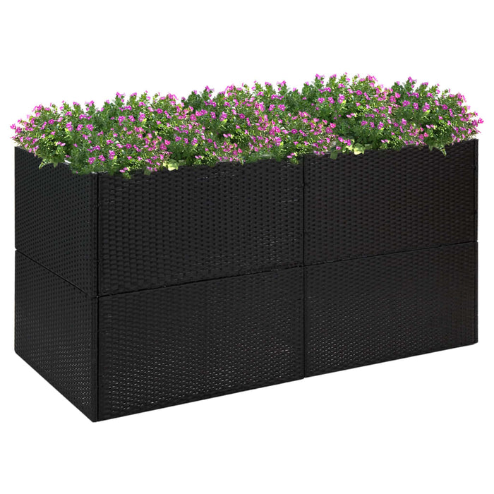 vidaXL Garden Planter Black 157x80x80 cm Poly Rattan