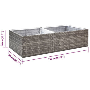 vidaXL Garden Planter Grey 157x80x40 cm Poly Rattan