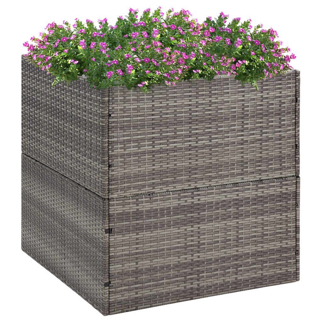 vidaXL Garden Planter Grey 80x80x80 cm Poly Rattan