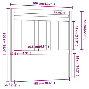 vidaXL Bed Headboard Grey 106x4x100 cm Solid Wood Pine