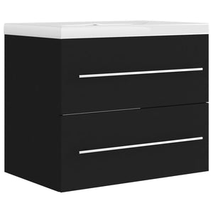 vidaXL Sink Cabinet with Built-in Basin Black Engineered Wood