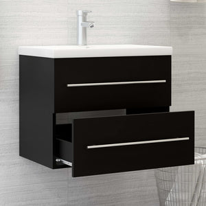 vidaXL Sink Cabinet with Built-in Basin Black Engineered Wood