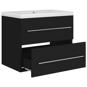 vidaXL Sink Cabinet with Built-in Basin Black Engineered Wood