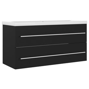 vidaXL Sink Cabinet with Built-in Basin Black Engineered Wood