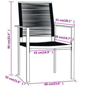 vidaXL 7 Piece Garden Dining Set Black