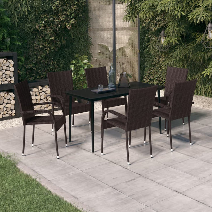 vidaXL 7 Piece Garden Dining Set Brown and Black