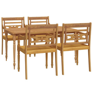 vidaXL 5 Piece Garden Dining Set Solid Wood Teak