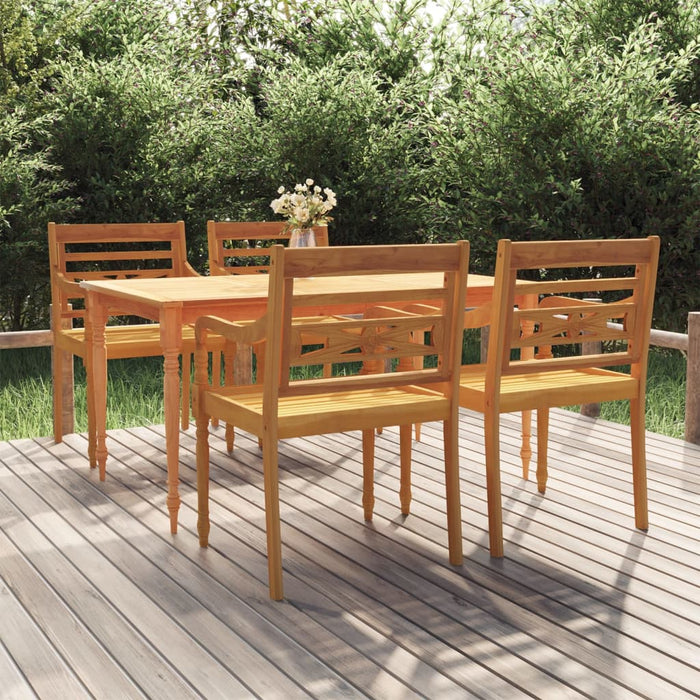 vidaXL 5 Piece Garden Dining Set Solid Wood Teak