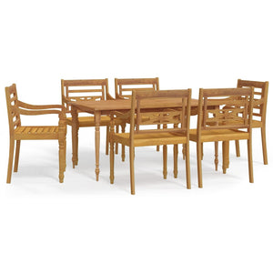 vidaXL 7 Piece Garden Dining Set Solid Wood Teak