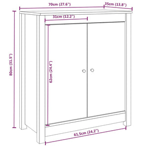 vidaXL Sideboard White 70x35x80 cm Solid Wood Pine