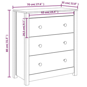 vidaXL Sideboard 70x35x80 cm Solid Wood Pine