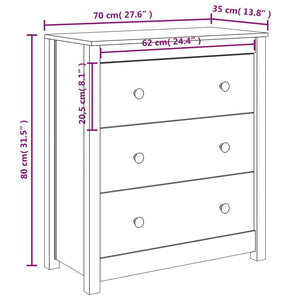 vidaXL Sideboard White 70x35x80 cm Solid Wood Pine