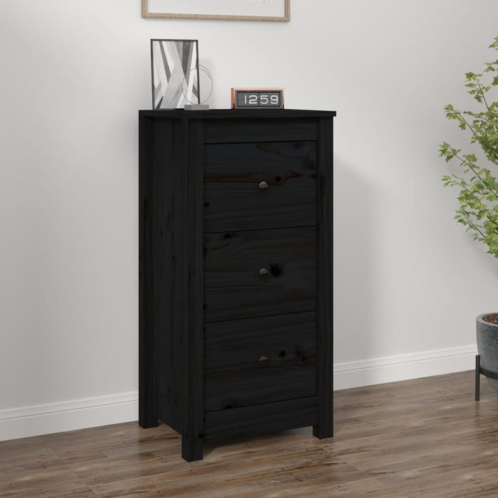 vidaXL Sideboard Black 40x35x80 cm Solid Wood Pine