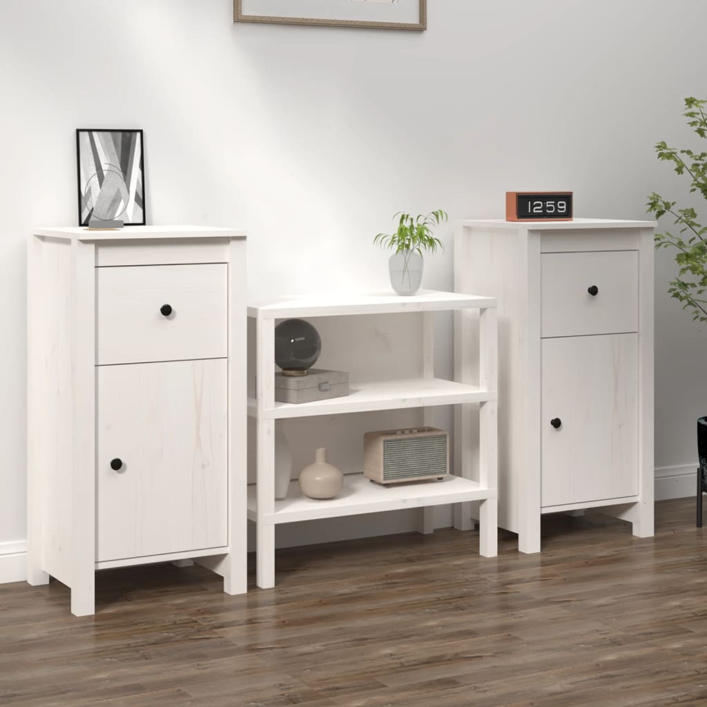 vidaXL Sideboards 2 pcs White 40x35x80 cm Solid Wood Pine