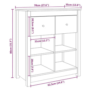 vidaXL Sideboard 70x35x80 cm Solid Wood Pine