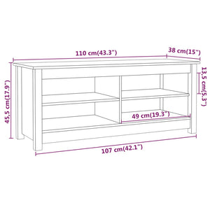 vidaXL Shoe Bench 110x38x45.5 cm Solid Wood Pine