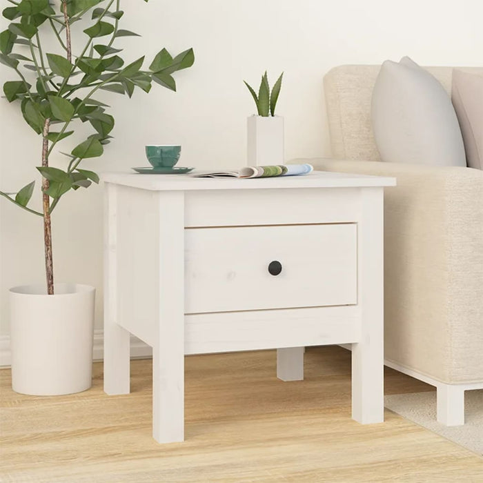 vidaXL Side Table White 40x40x39 cm Solid Wood Pine