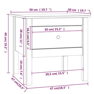 vidaXL Side Table 50x50x49 cm Solid Wood Pine