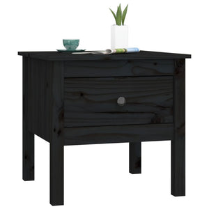 vidaXL Side Table Black 50x50x49 cm Solid Wood Pine