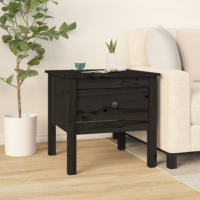 vidaXL Side Table Black 50x50x49 cm Solid Wood Pine