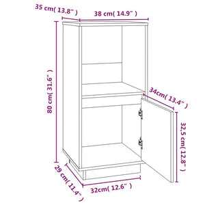 vidaXL Sideboard Grey 38x35x80 cm Solid Wood Pine