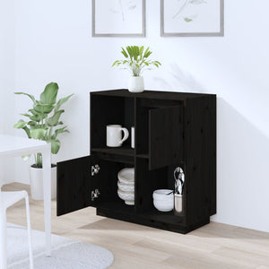 vidaXL Sideboard Black 74x35x80 cm Solid Wood Pine