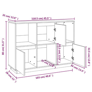 vidaXL Sideboard 110.5x35x80 cm Solid Wood Pine