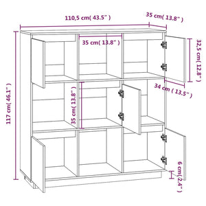 vidaXL Highboard 110.5x35x117 cm Solid Wood Pine