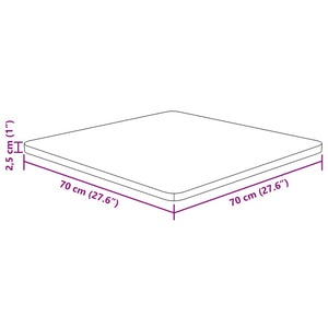 vidaXL Square Table Top 70x70x2.5 cm Untreated Solid Wood Oak