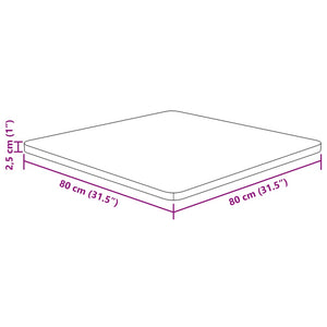 vidaXL Square Table Top 80x80x2.5 cm Untreated Solid Wood Oak