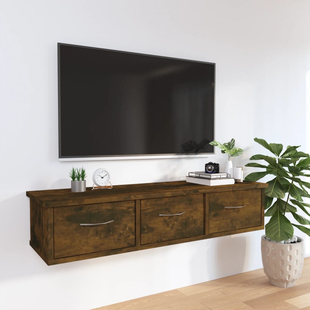 vidaXL Wall Cabinet Smoked Oak 88x26x18.5 cm Engineered Wood