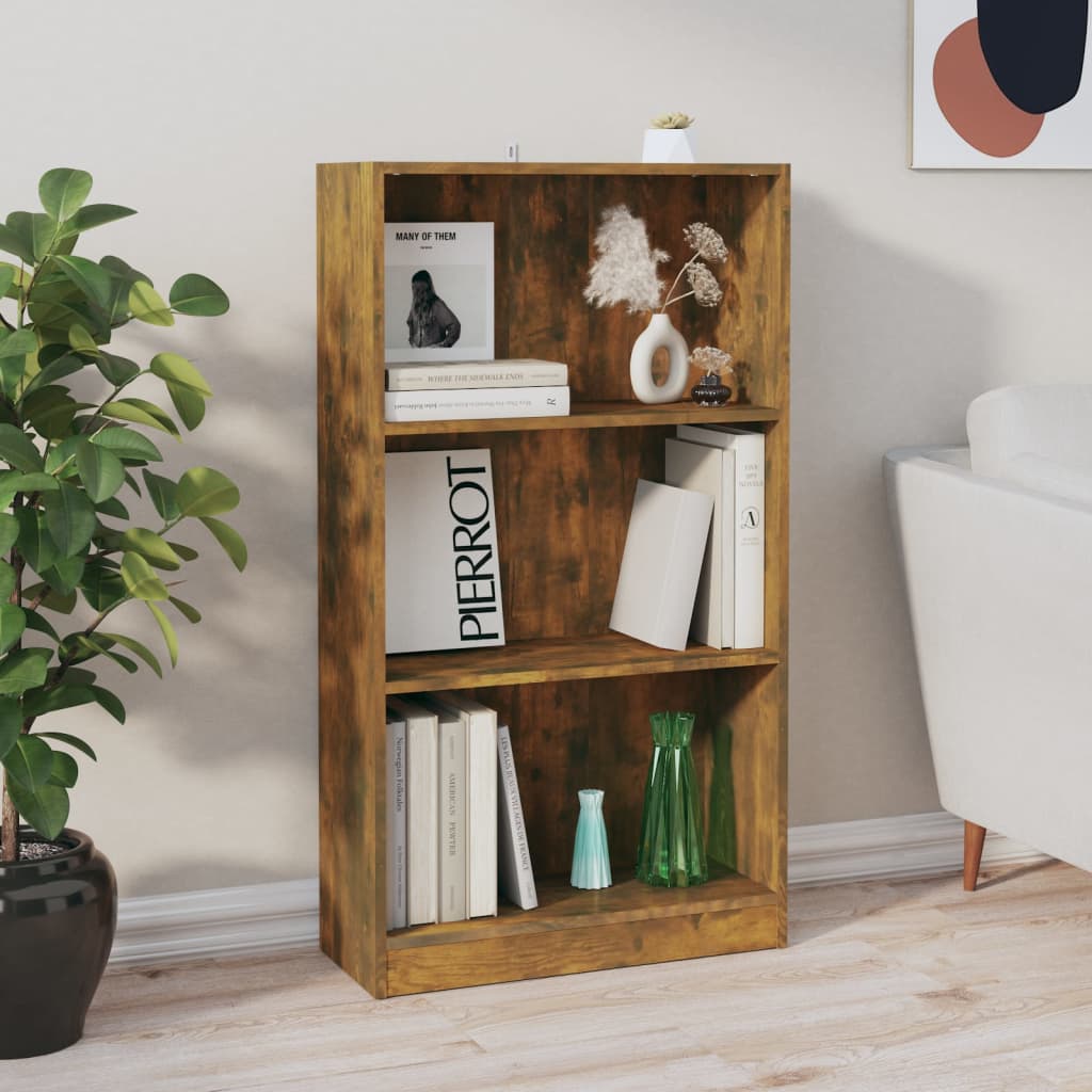 vidaXL Book Cabinet Smoked Oak 60x24x109 cm Engineered Wood