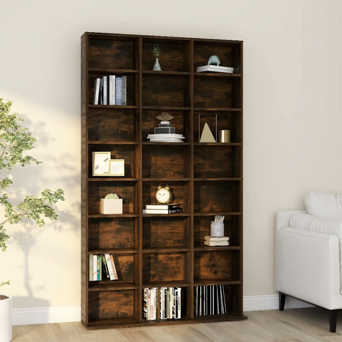 vidaXL CD Cabinet Smoked Oak 102x23x177.5 cm Engineered Wood