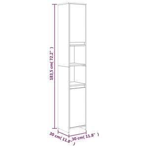 vidaXL Bathroom Cabinet Brown Oak 30x30x183.5 cm Engineered Wood