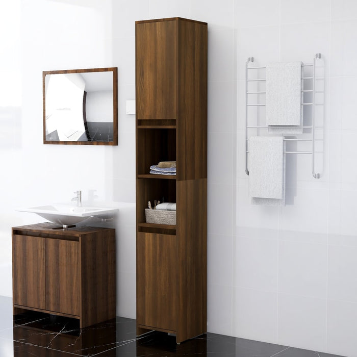 vidaXL Bathroom Cabinet Brown Oak 30x30x183.5 cm Engineered Wood