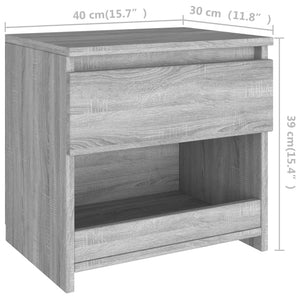 vidaXL Bedside Cabinet Grey Sonoma 40x30x39 cm Engineered Wood