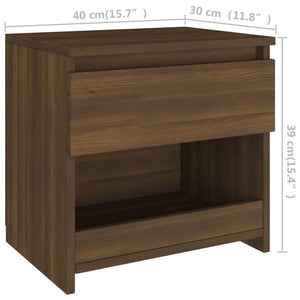 vidaXL Bedside Cabinet Brown Oak 40x30x39 cm Engineered Wood