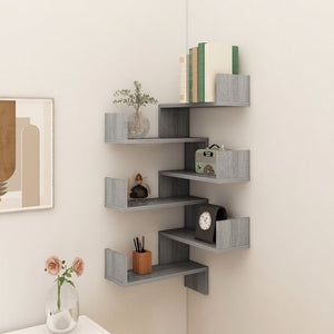 vidaXL Wall Corner Shelves 2 pcs Grey Sonoma 40x40x50 cm Engineered Wood