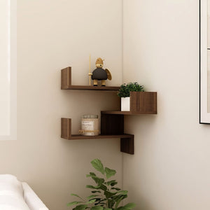 vidaXL Wall Corner Shelf Brown Oak 40x40x50 cm Engineered Wood