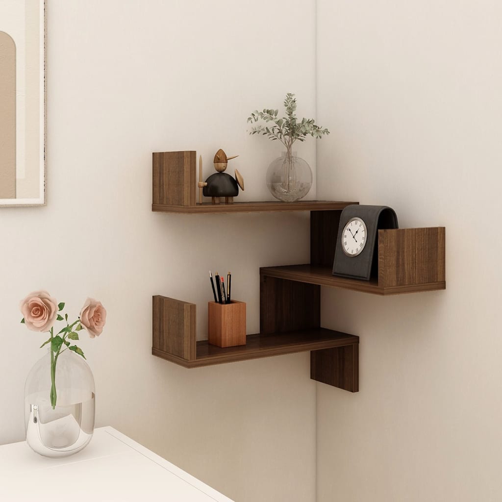 vidaXL Wall Corner Shelf Brown Oak 40x40x50 cm Engineered Wood