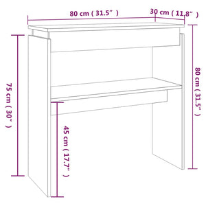 vidaXL Console Table Smoked Oak 80x30x80 cm Engineered Wood