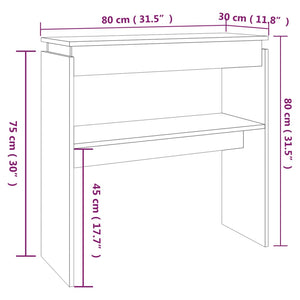 vidaXL Console Table Grey Sonoma 80x30x80 cm Engineered Wood