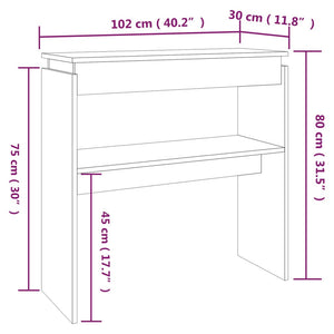 vidaXL Console Table Brown Oak 102x30x80 cm Engineered Wood