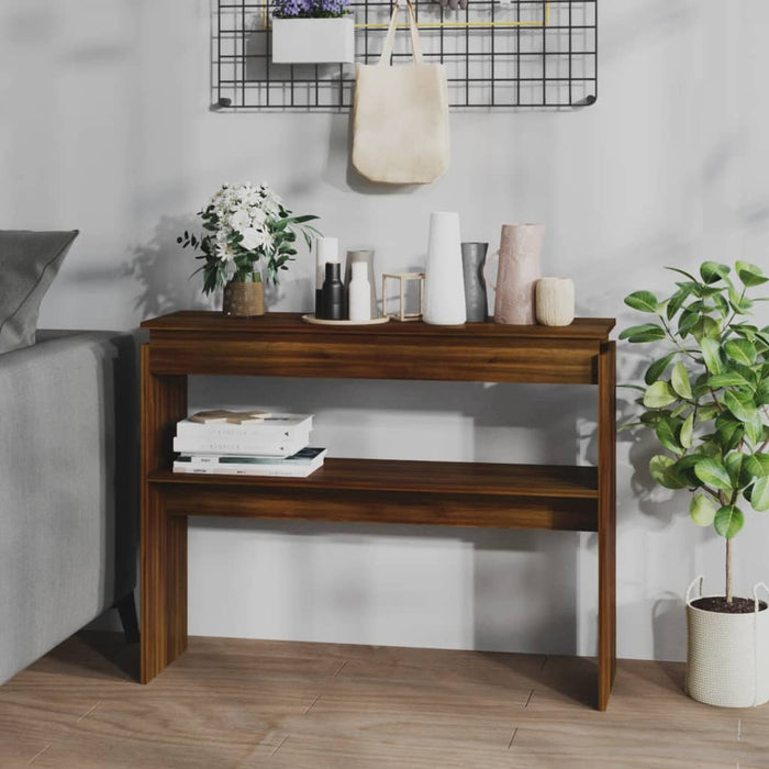 vidaXL Console Table Brown Oak 102x30x80 cm Engineered Wood