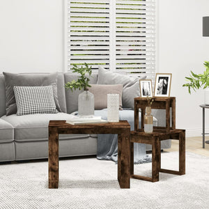 vidaXL Nesting Tables 3 pcs Smoked Oak Engineered Wood