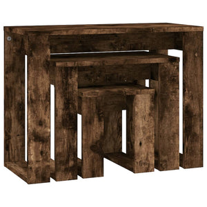 vidaXL Nesting Tables 3 pcs Smoked Oak Engineered Wood