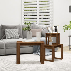 vidaXL Nesting Tables 3 pcs Brown Oak Engineered Wood