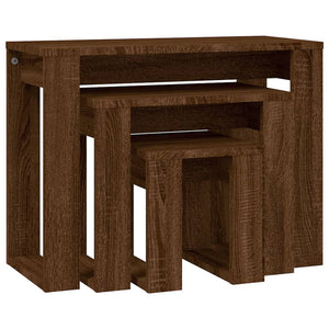 vidaXL Nesting Tables 3 pcs Brown Oak Engineered Wood