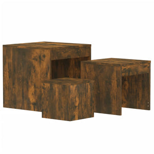 vidaXL Nesting Tables 3 pcs Smoked Oak Engineered Wood