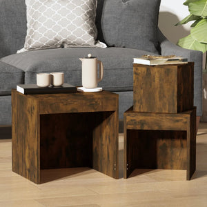 vidaXL Nesting Tables 3 pcs Smoked Oak Engineered Wood